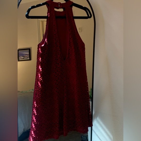 Maroon High Neck Dress - Picture 2 of 2